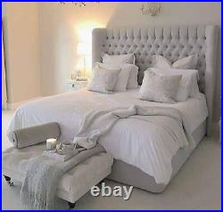 J&S Double & King Size Arizona Ottoman Bed Frame Wing Plush Velvet Upholstered