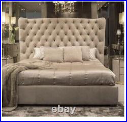J&S Double & King Size Colorado Ottoman Bed Wing Plush Velvet Upholstered Frame