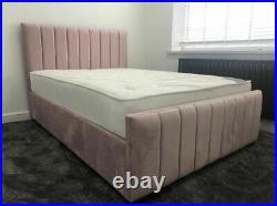 Keyni Sara Plush Velvet Upholstered Bed Frame Single Double King Kids Panel Beds