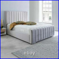 Keyni Sara Plush Velvet Upholstered Bed Frame Single Double King Kids Panel Beds