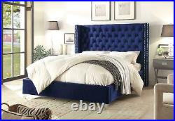 LUXURY wing Chesterfield DESIGN Upholstered strong Bed Frame Plush Velvet FABRIC