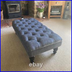 Large Chesterfield Footstool Coffee Table Upholstered Pouffe Stool 100cm x 54cm