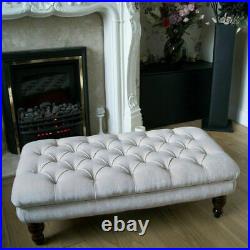 Large Chesterfield Footstool Coffee Table Upholstered Pouffe Stool 100cm x 54cm