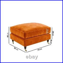 Large Orange Velvet Footstool Payton PAY007