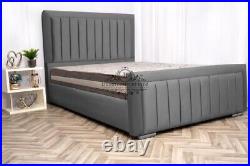 Line Panel bed frame in plush velvet with ottoman storage option Fast delivery