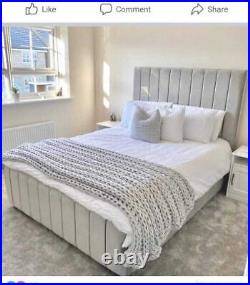 Line Style Panel Style plush velvet upholstered bed Frame In All Colour & Sizes