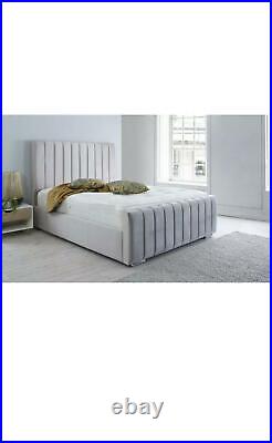 Linear Panel Upholstered Bed Frame Plush Soft Velvet All Sizes And Colours