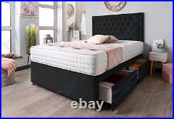 Luxurious Deluxe CHESTERFIELD Backcare Divan Bed Set 3FT 4FT6 DOUBLE 5FT KING