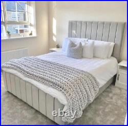 Luxurious Upholstered Panel Padded Bed Plush Soft Velvet all sizes