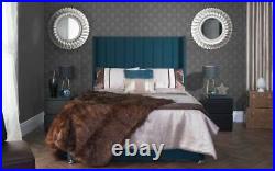 Luxury 51 Wing Back Plush Velvet Upholstered Floor Standing Bed Headboard