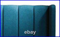 Luxury 51 Wing Back Plush Velvet Upholstered Floor Standing Bed Headboard