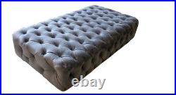 Luxury Chesterfield Upholstered Coach Footstool in Plush Velvet Colors Available