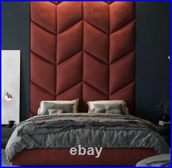 Luxury Chevron Tall Headboard Bed Frame 4ft6 5ft 6ft