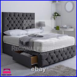 Luxury Divan Bed Plush Velvet 54chesterfield Headboard+footboard With Mattress