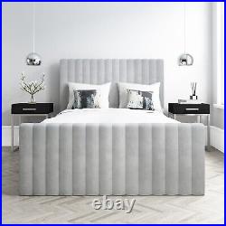 Luxury Line design Upholstered Plush Velvet Bed Frame Ottoman Storage All Sizes