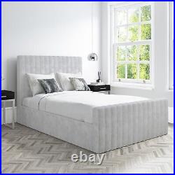Luxury Line design Upholstered Plush Velvet Bed Frame Ottoman Storage All Sizes