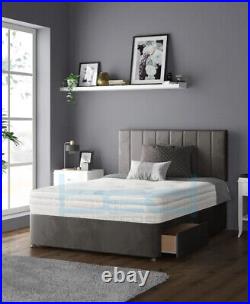 Luxury Memory Ortho Plush Divan Bed Set With Deep Mattress And Panel Headboard