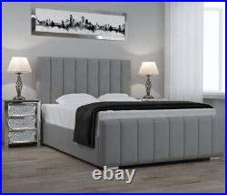 Luxury Modern Sara Panel Plush Velvet Upholstered Sleigh Bed Frame Only