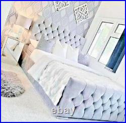 Luxury PLUSH VELVET BED FRAME UPHOLSTERED Matching Buttons All Sizes+Mattress UK