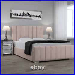 Luxury Panel Bed Frame Plush Velvet Upholstered Ottoman Gas Lift Storage Double