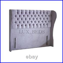 Luxury Plush Chesterfield Winged Headboard Plush velvet 50 All sizes &colours