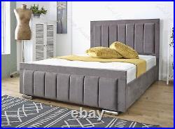 Luxury Plush Velvet Bumper Bar Upholstered Bed Frame All Sizes Free Delivery UK