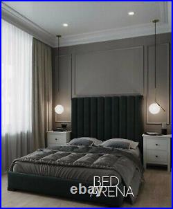 Luxury Plush Velvet Jupiter Bed, Panel Bed, Upholstered Bed all Colours & Sizes