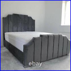 Luxury Plush Velvet Panel Bed Frame Upholstered Gas Lift Double King 6FT New UK