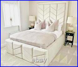 Luxury Plush Velvet Upholstered Panel Handmade Bed Frame All Sizes Free Delivery
