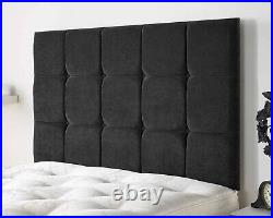 Luxury Plush Velvet Upholstered Soft Cubes Divan Bed Padded Headboard All Sizes