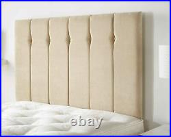 Luxury Plush Velvet Vertical Panel Upholstered Buttoned Fabric Bed Headboard