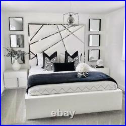 Luxury Silver Stripe Bed With/Without Ottoman Gas Lift Storage and 70 Headboard