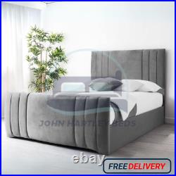 Luxury Upholstered Bed Frame 3ft Double King 6ft Ottoman Storage Bed +Mattress