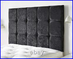Luxury Upholstered Cubes Buttoned Plush Velvet Wall or Divan Bed Headboard