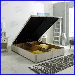 Luxury Upholstered Gas Lift Ottoman Fabric Storage Divan Bed Base, No Headboard