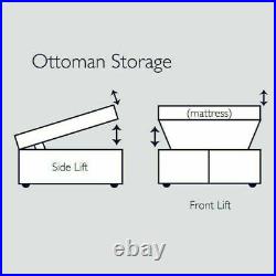 Luxury Upholstered Gas Lift Ottoman Fabric Storage Divan Bed Base, No Headboard