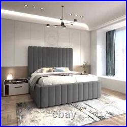 Luxury Upholstered Panel Bed Frame in Plush Velvet Fabric in All Colours, Sizes