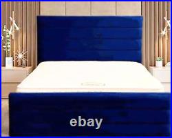 Luxury Upholstered Plush Velvet Horizontal Line Style Bed Frame in all Uk Sizes