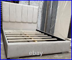 Luxury upholstered plush velvet Fabric six panel bed frame in all size / colours