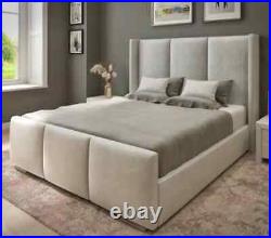 Miami Straight Lined Plush Velvet Upholstered Bed Frame Steel Plus Other Colours