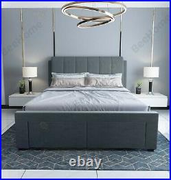 Milan Grey Plush Velvet Upholstered 2 Drawer Storage Bed 4FT6 Double 5FT King