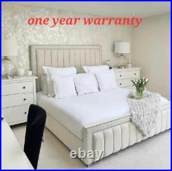 Modern Bed Frame Plush Velvet Upholstered New Double king size