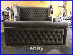 Modern Plush Velvet Upholstered Panelled Frame Bed Double King Size 4ft6 5ft 3ft