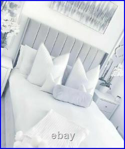 Modern Winged Panel Plush Velvet Upholstered Bed Frame 3ft/4ft/5ft/6ft +mattress