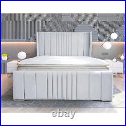 New Alise Wing Panel Plush Velvet Upholstered Bed Frame All sizes