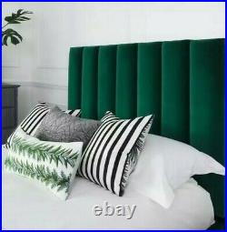 New Big Strips full padded Plush Velvet Straight Bed Frame Upholstered on Sides