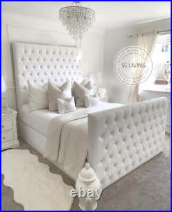New Chesterfield Velvet Plush Upholstered Bed Frame Ottoman Storage 4ft6 5ft 6ft