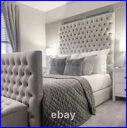New Chesterfield Velvet Plush Upholstered Bed Frame Ottoman Storage 4ft6 5ft 6ft