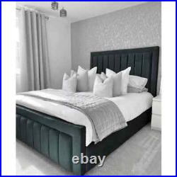 New Line Style Plush Velvet Upholstered Panel Luxury Bed Frame Double&King Size