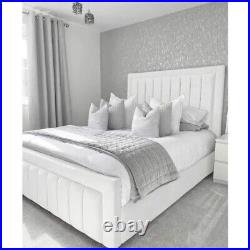 New Line Style Upholstered Panel Luxury Bed Frame in Plush Velvet in All Colours